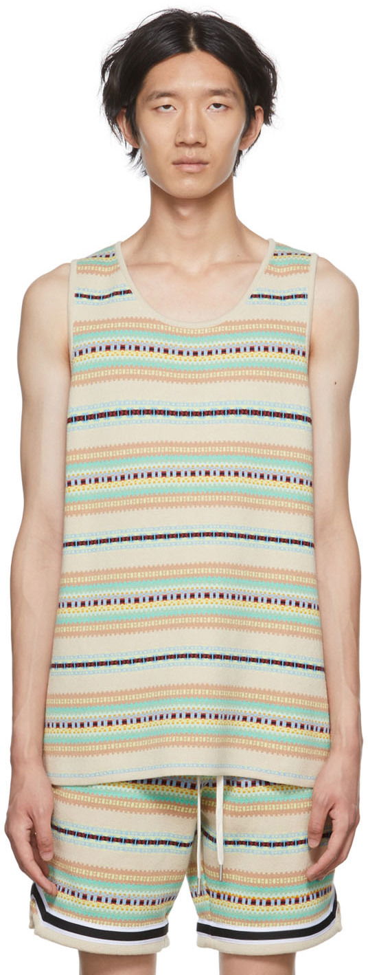 Majica brez rokavov John Elliott Striped Knit Tank Top Bež | A019P67980A