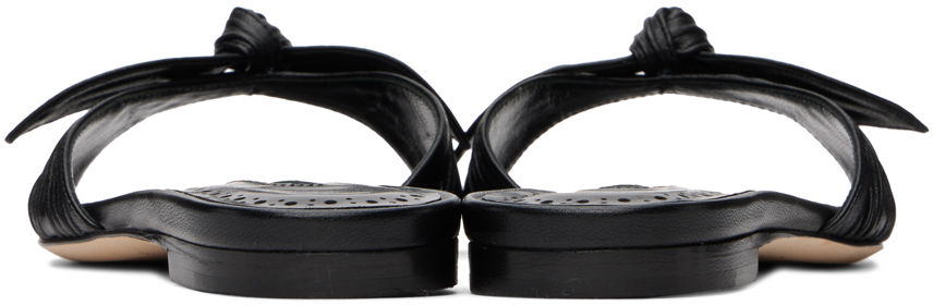 Modni dodatki Manolo Blahnik Manolo Blahnik Lollo Knotted Leather Slides Črna | 224-1605, 1