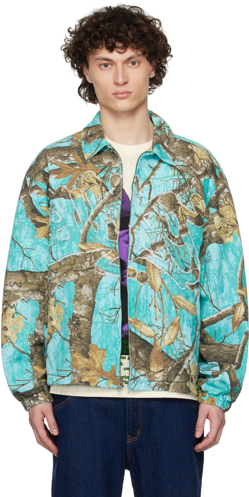 Vetrovka Awake NY Awake NY Frayed Script Coach Jacket Turkizna | AWK-SP25-OT004
