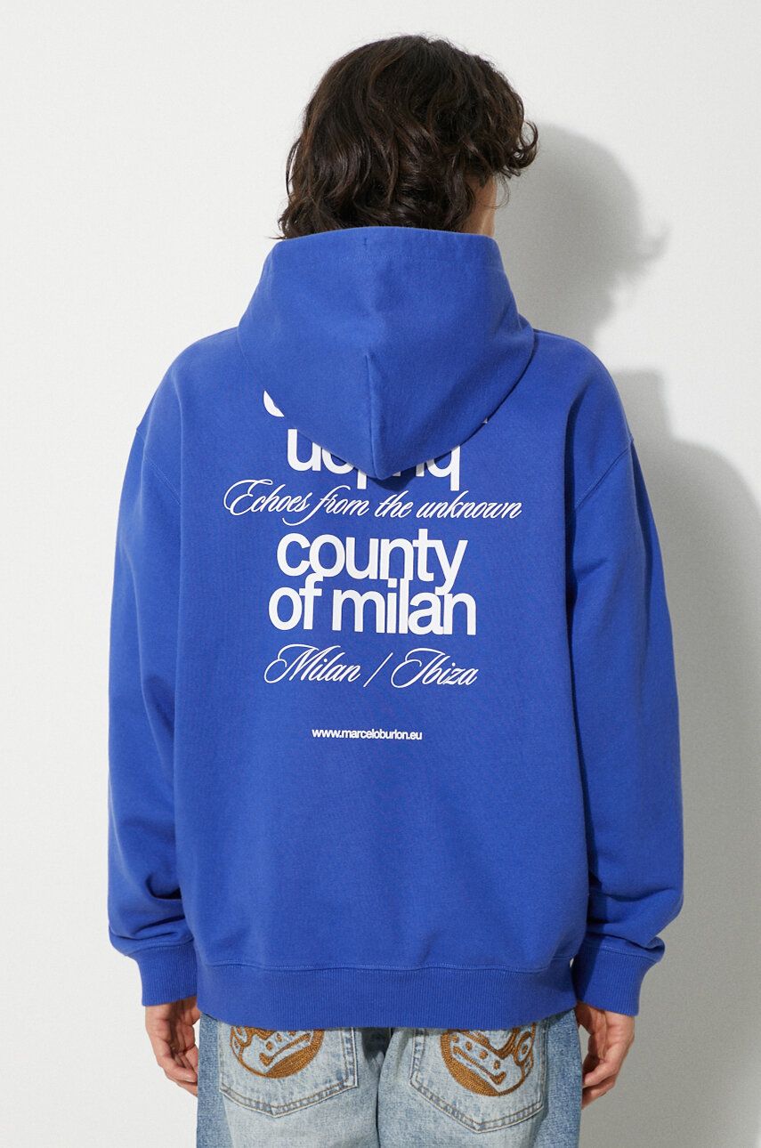 Pulover Marcelo Burlon Slogan Comfort Hoodie With Print Modra | CMBB106F24FLE0064501, 0