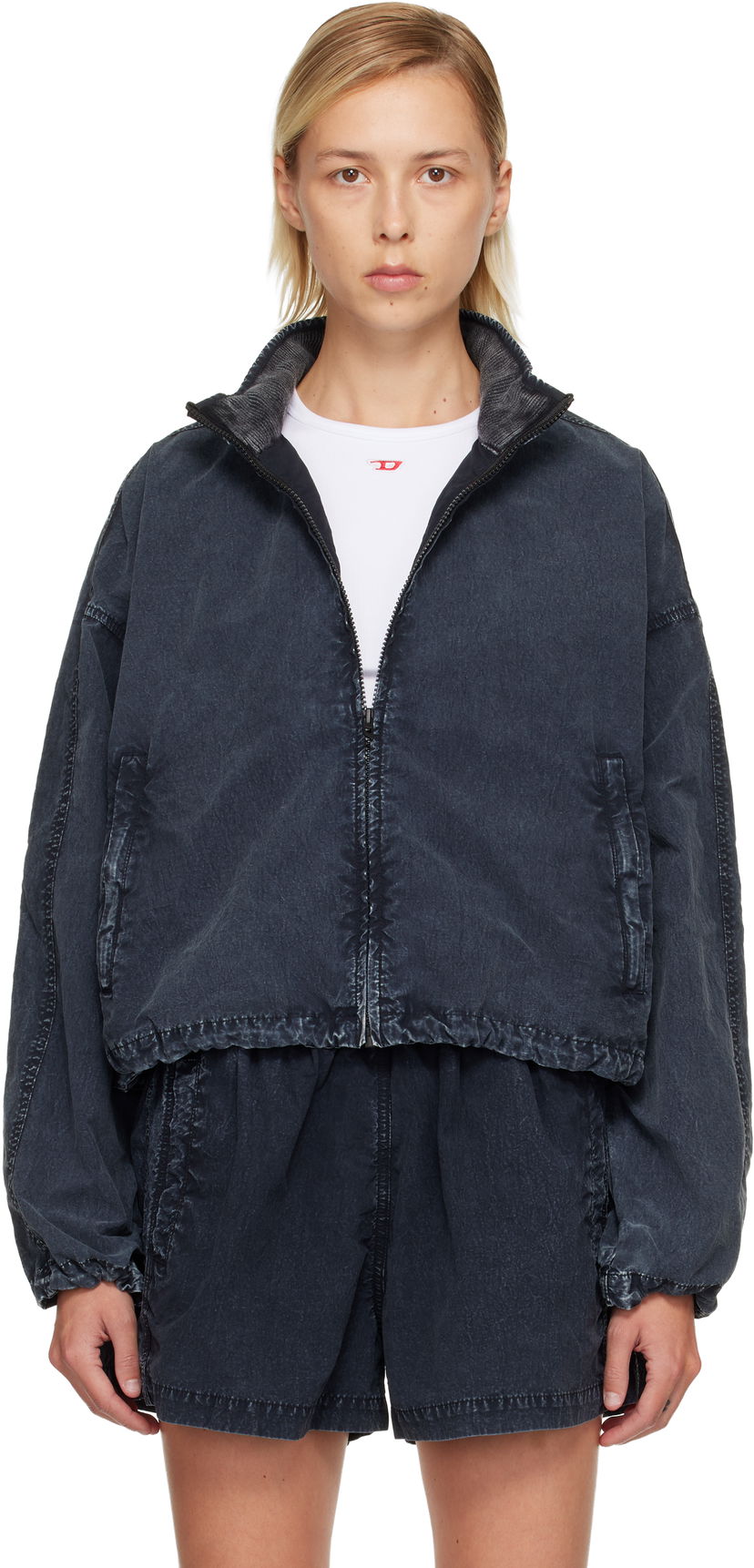 Jakna Diesel G-Leam-R1 Cropped Washed Jacket Črna | A18573 0PLBH