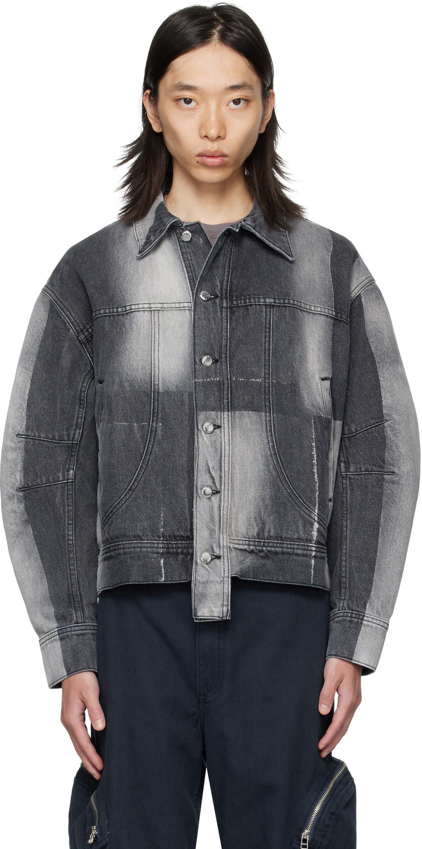 Jakna Eckhaus Latta Eckhaus Latta 'El Jacket Redux' Denim Jacket Siva | 1224-EL-PF25-SF
