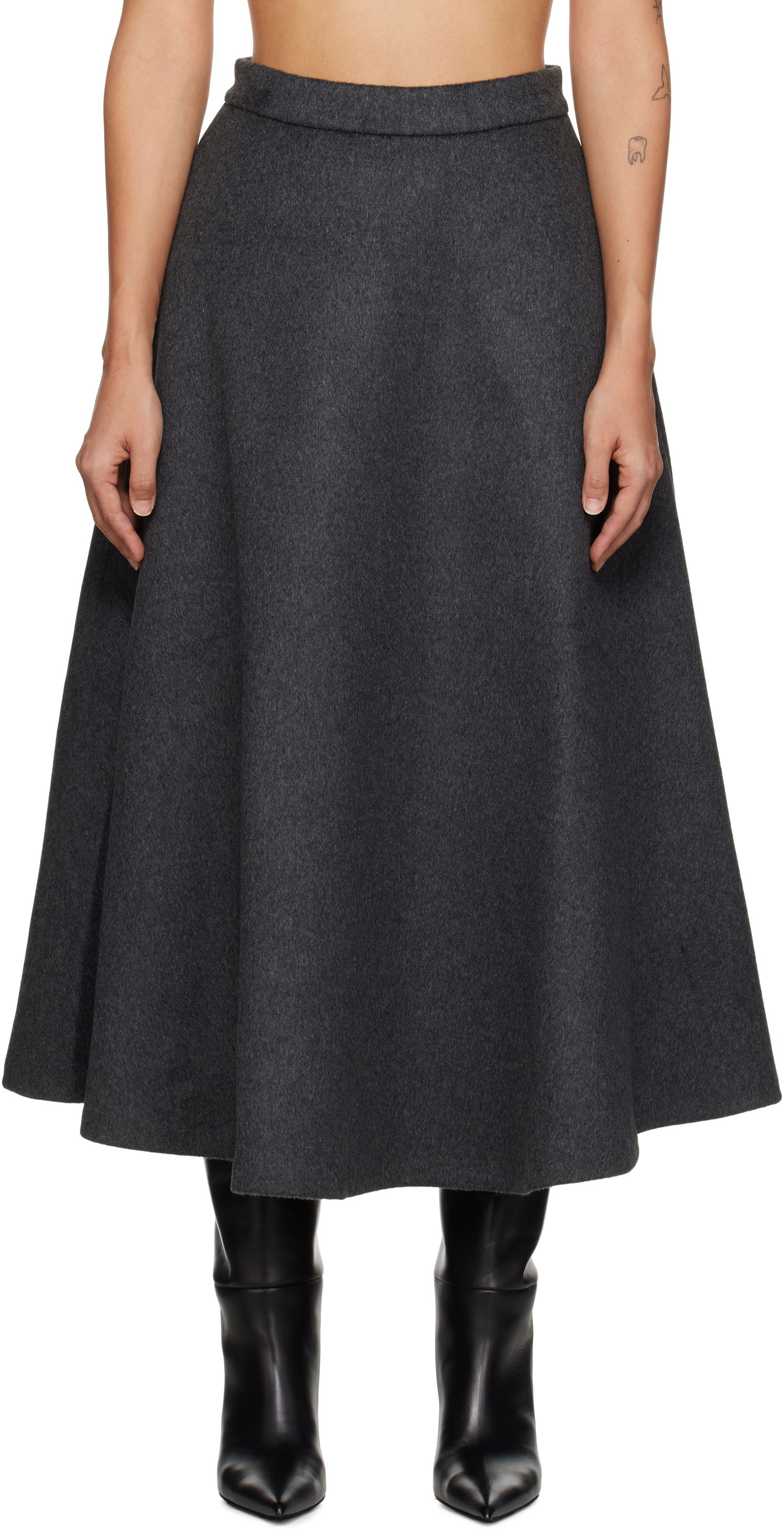 Krila Róhe Voluminous A-Line Midi Skirt Siva | 613-32-027, 0