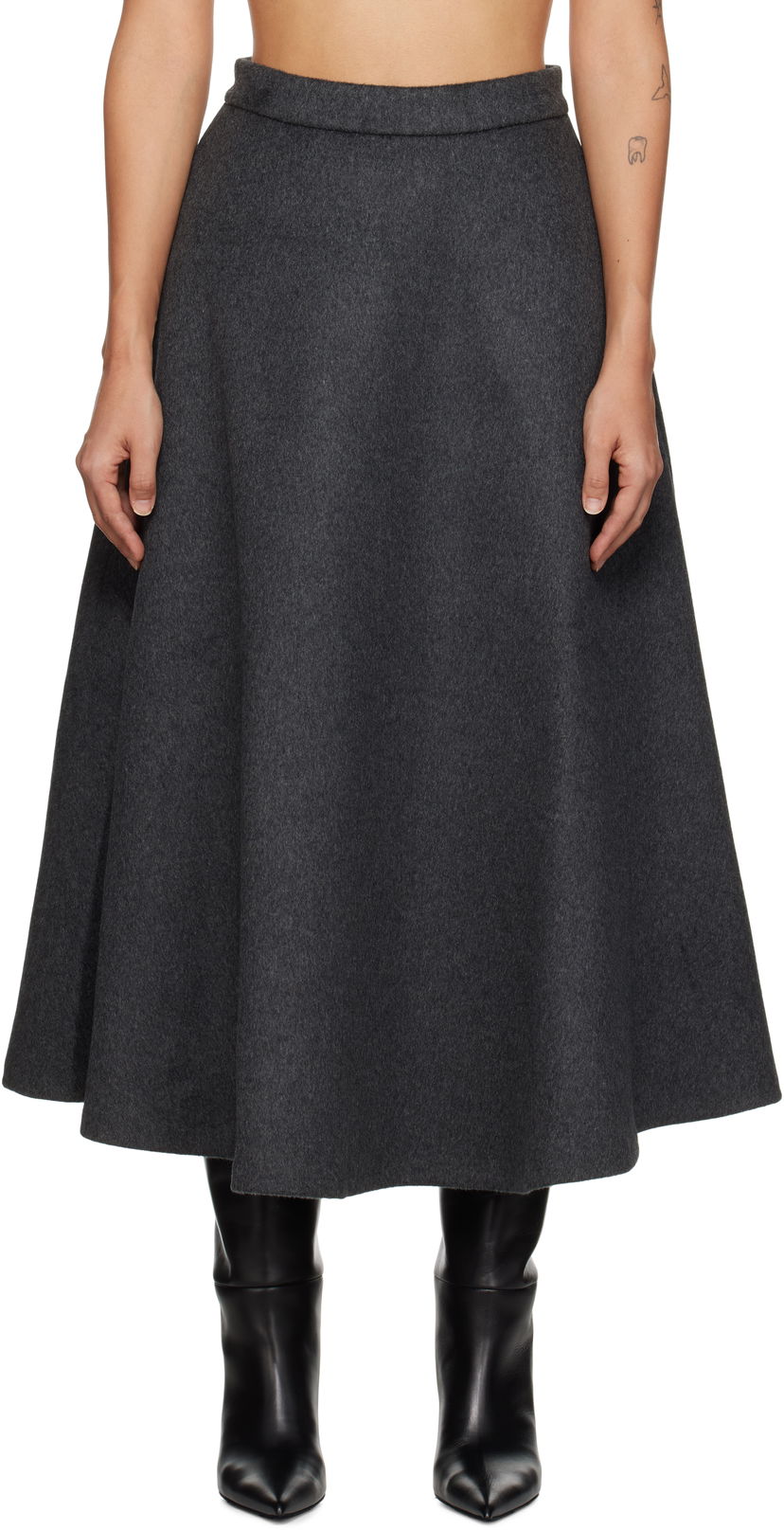 Krila Róhe Voluminous A-Line Midi Skirt Siva | 613-32-027