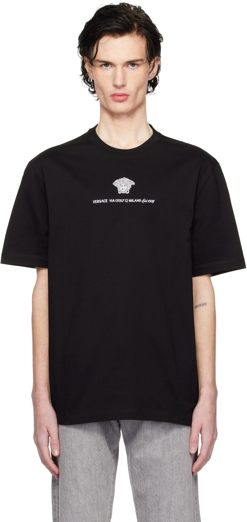 Majica Versace Embroidered Medusa Graphic T-Shirt Črna | 1013302_1A11054
