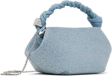 Torbica GANNI GANNI Mini Bou Bag with Rhinestones and Knotted Handle Modra | A6655, 2