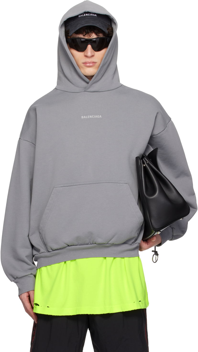 Pulover Balenciaga Reflective Moll Arch Medium Fit Hoodie Siva | 767877TRVP8