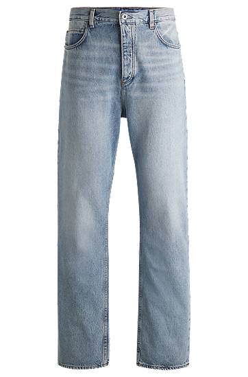 Kavbojke BOSS Baggy-Fit Heavyweight Cotton Denim Jeans Modra | 50511893
