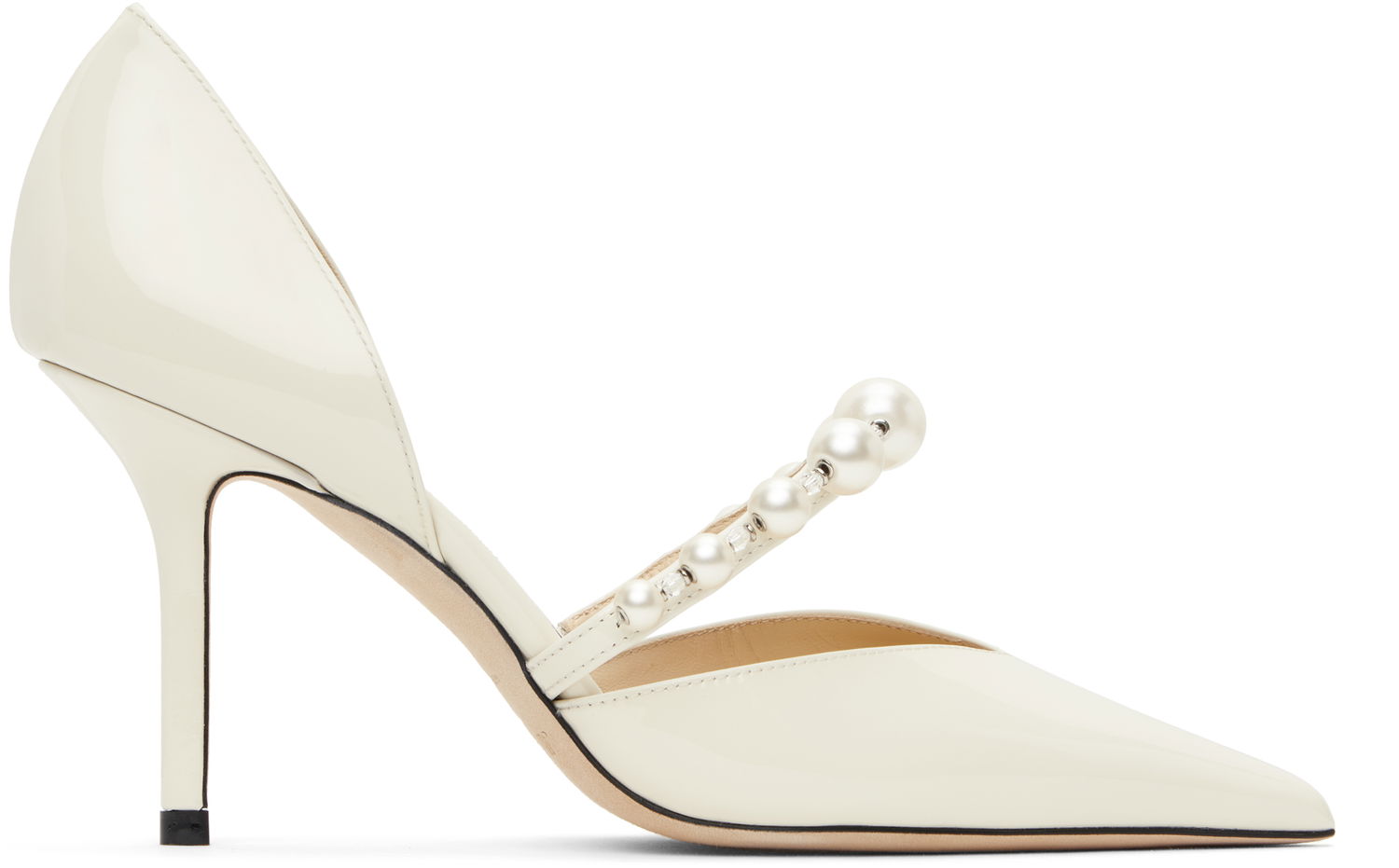 Superge in čevlji Jimmy Choo Jimmy Choo Aurelie 85 Pearl Strap Heels Bela | AURELIE 85, 0