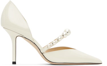 Superge in čevlji Jimmy Choo Jimmy Choo Aurelie 85 Pearl Strap Heels Bela | AURELIE 85, 0