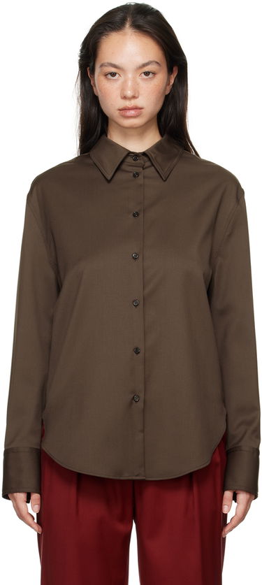 Srajce Loulou de Saison Loulou de Saison Eliana Long Sleeve Shirt Rjava | ELIANA, 0
