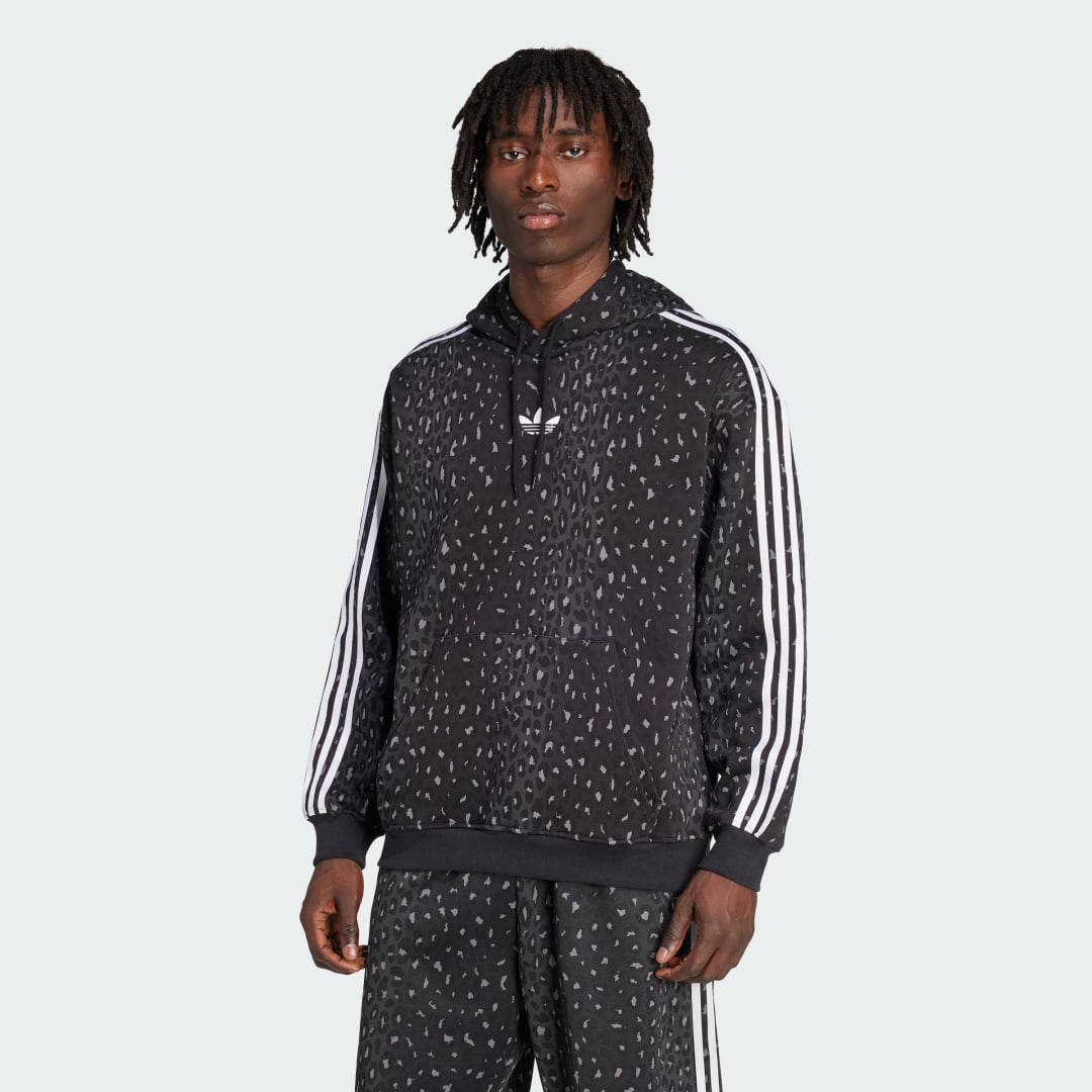 Pulover adidas Performance Leopard Print Loose Fit Hoodie Črna | JV7561, 0