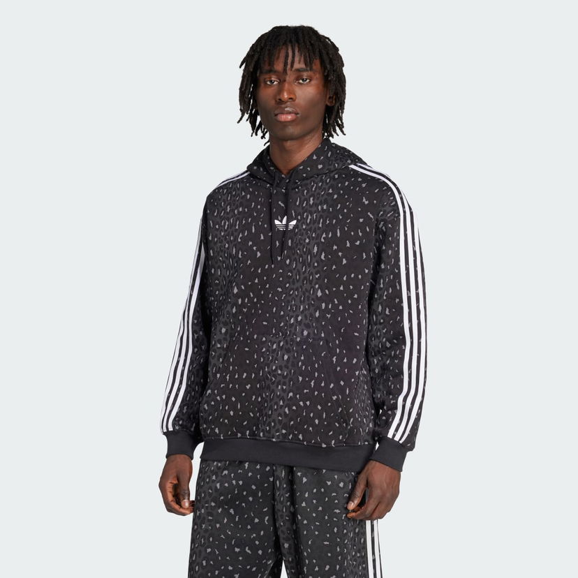Pulover adidas Performance Leopard Print Loose Fit Hoodie Črna | JV7561