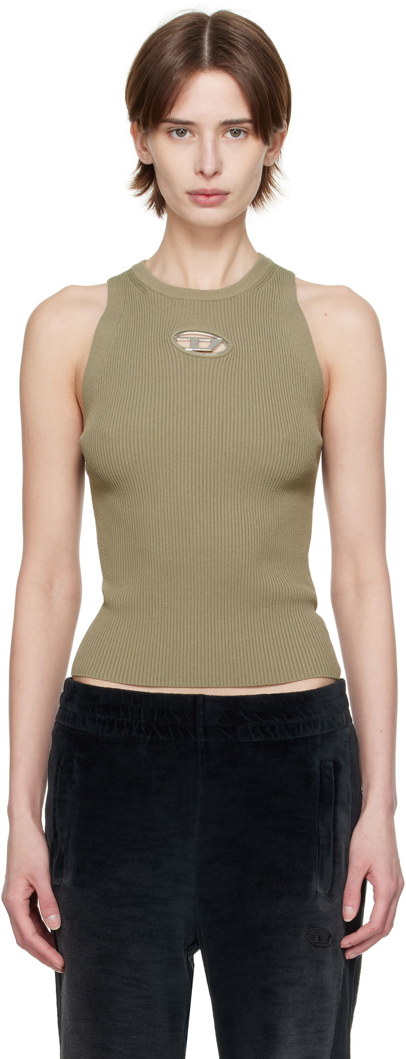 Majica brez rokavov Diesel Diesel M-Caddix Ribbed Tank Top Zelena | A17450 0DLAX