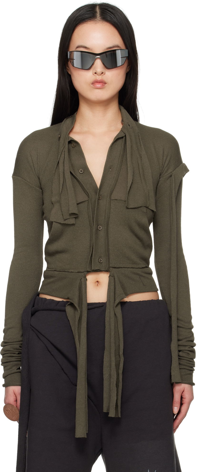Srajce Ottolinger Ottolinger Extended Trim Cardigan Zelena | 10560030601