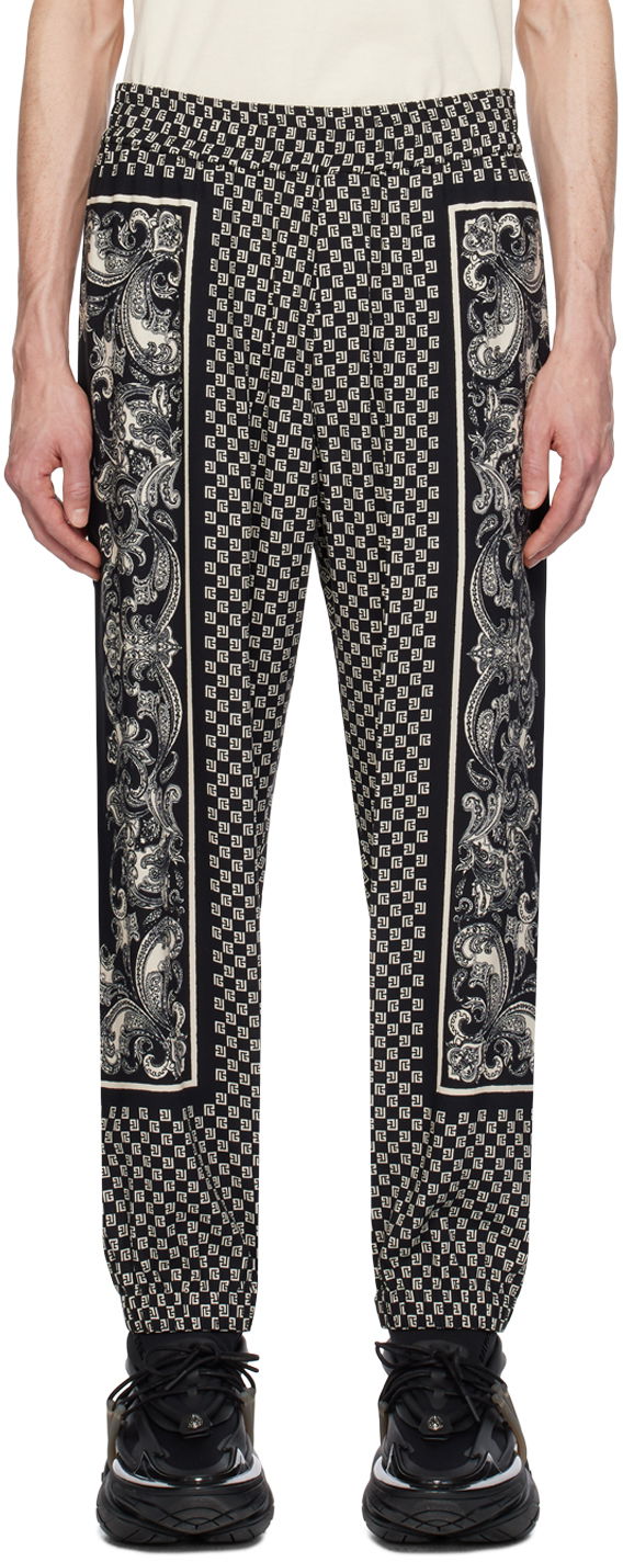 Hlače Balmain Mini Monogram Trousers Črna | CH1PO092VE27, 0