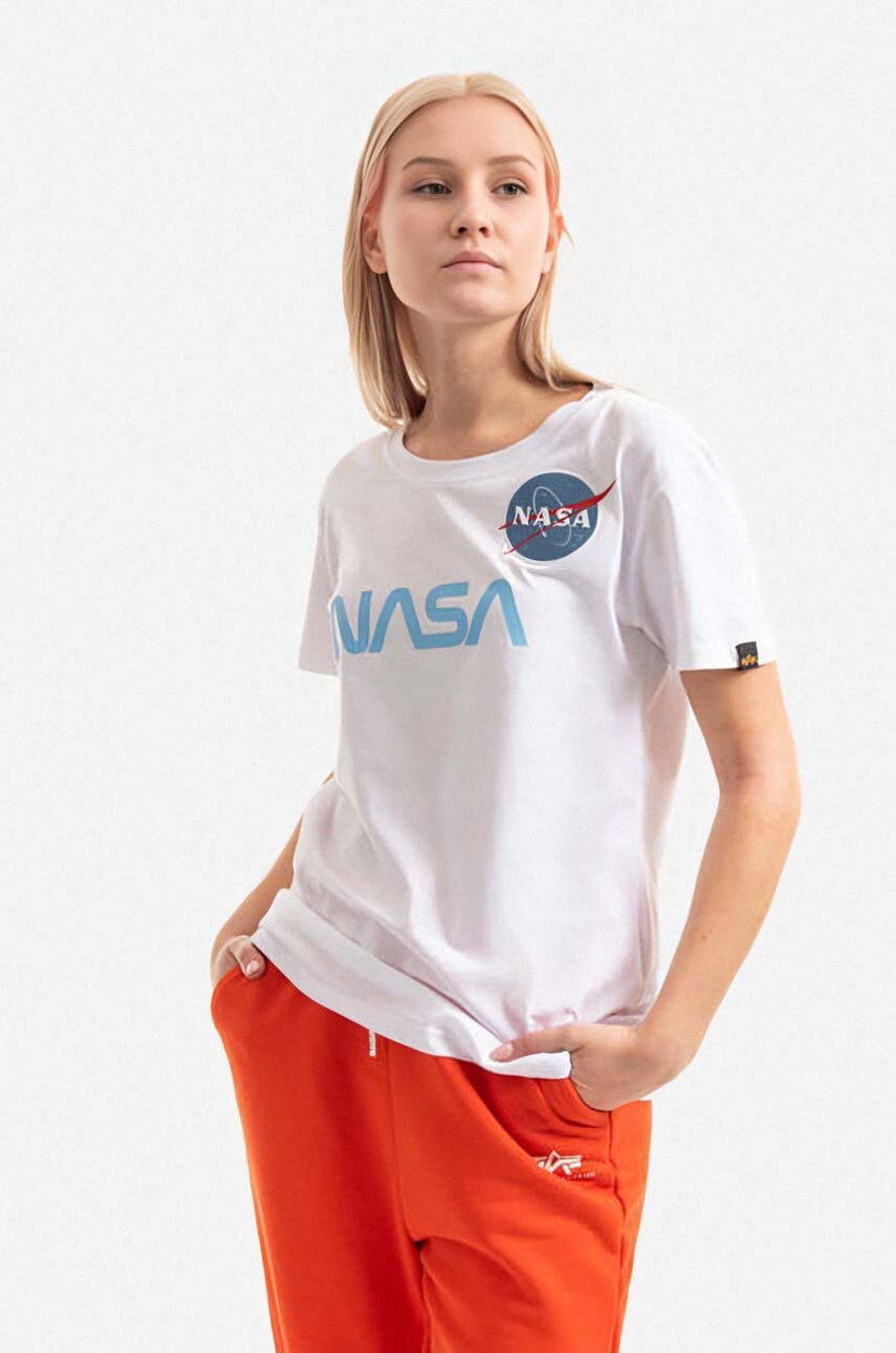 Majica Alpha Industries Cotton T-shirt NASA PM Bela | 198053.574