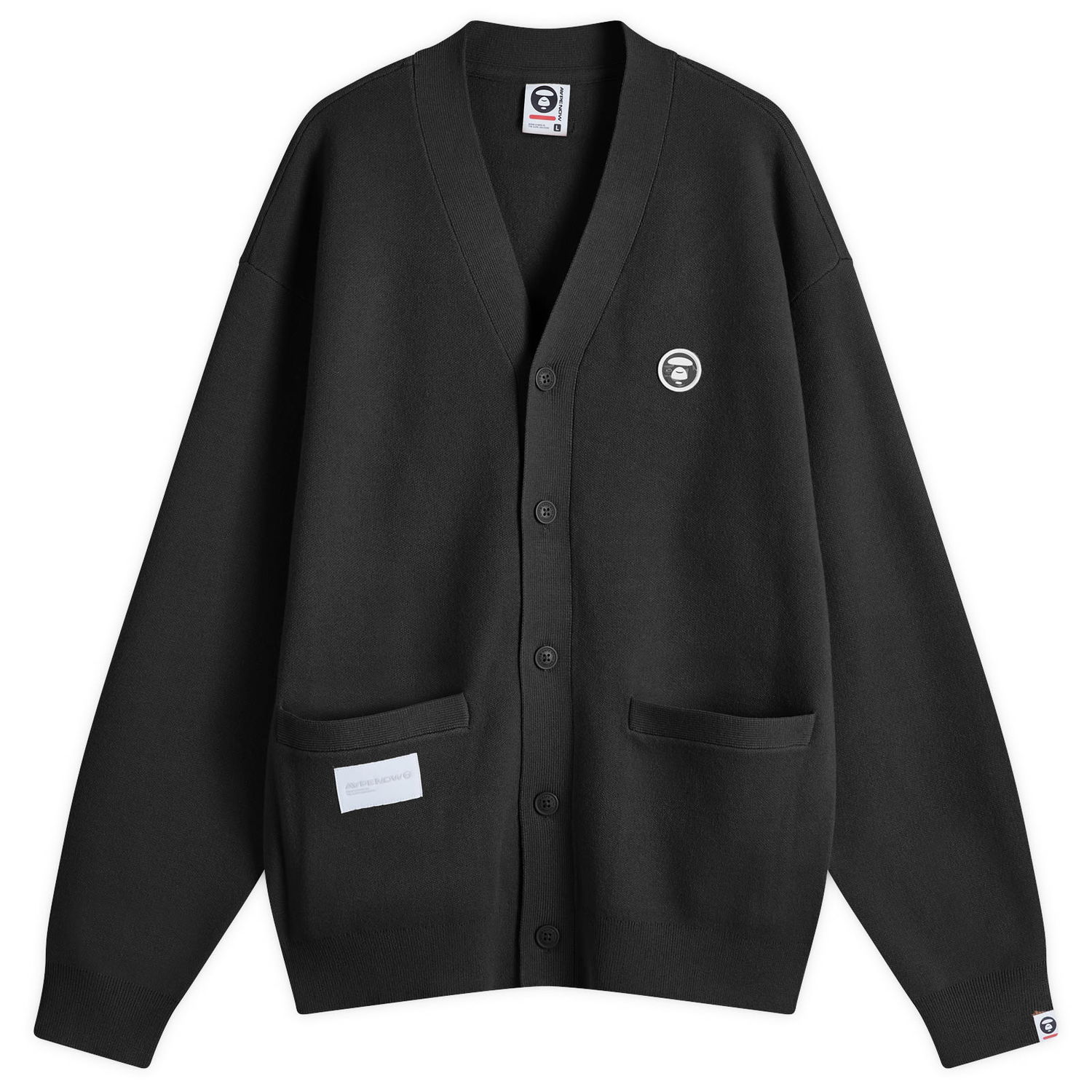 Pleteni pulover AAPE by A Bathing Ape AAPE Now Camo Badge Knit Cardigan Črna | AAPKNMB335XXNBKX, 1
