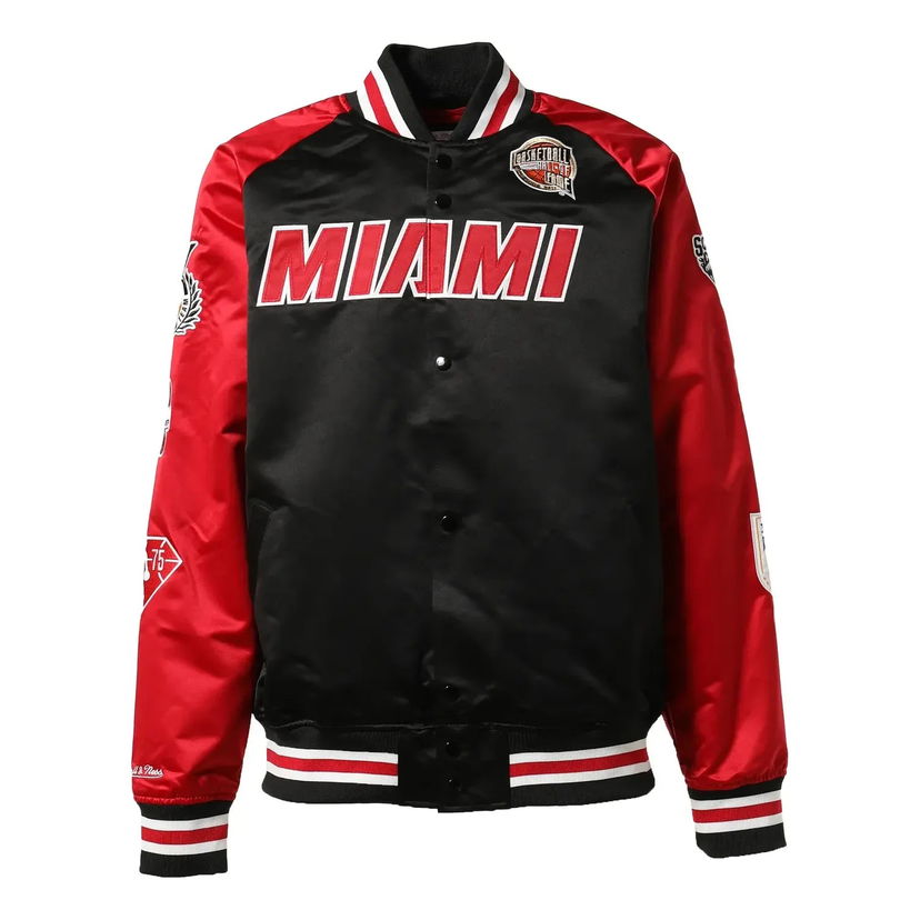 Bomber jakna Mitchell & Ness Miami Heat Dwyane Wade Satin Bomber Jacket Rdeča | OJBF6860-MHEYYDWABKRD
