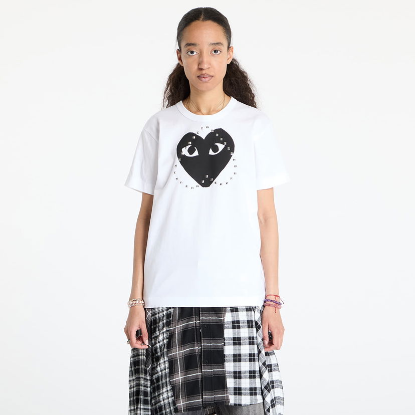 Majica Comme des Garçons Comme des Garçons PLAY Print Black x Studc T-Shirt Bela | AX-T804 WHITE