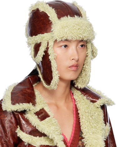 Jakna Anna Sui Anna Sui Curly Aviator Faux-Leather Hat Rjava | 824A90, 1