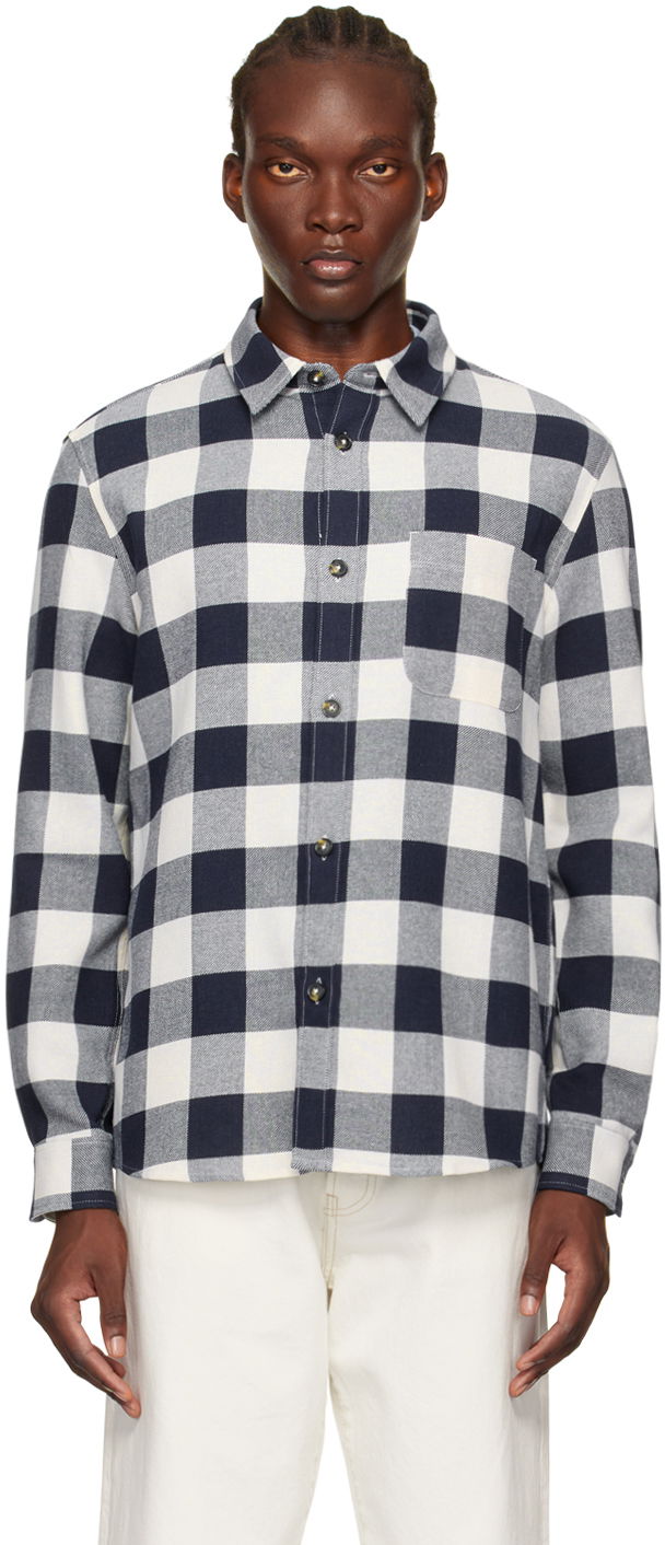 Srajce A.P.C. Navy & White Trek Shirt Mornarica | COGZX-H02396