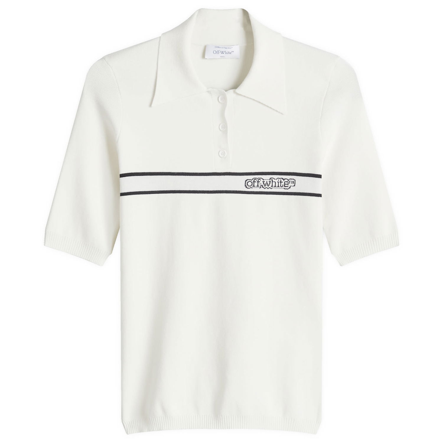 Polo majica Off-White Women's Short Sleeve Polo Top with Logo Stripe by Off-White Bela | OWHV005S25KNI0010A10, 1