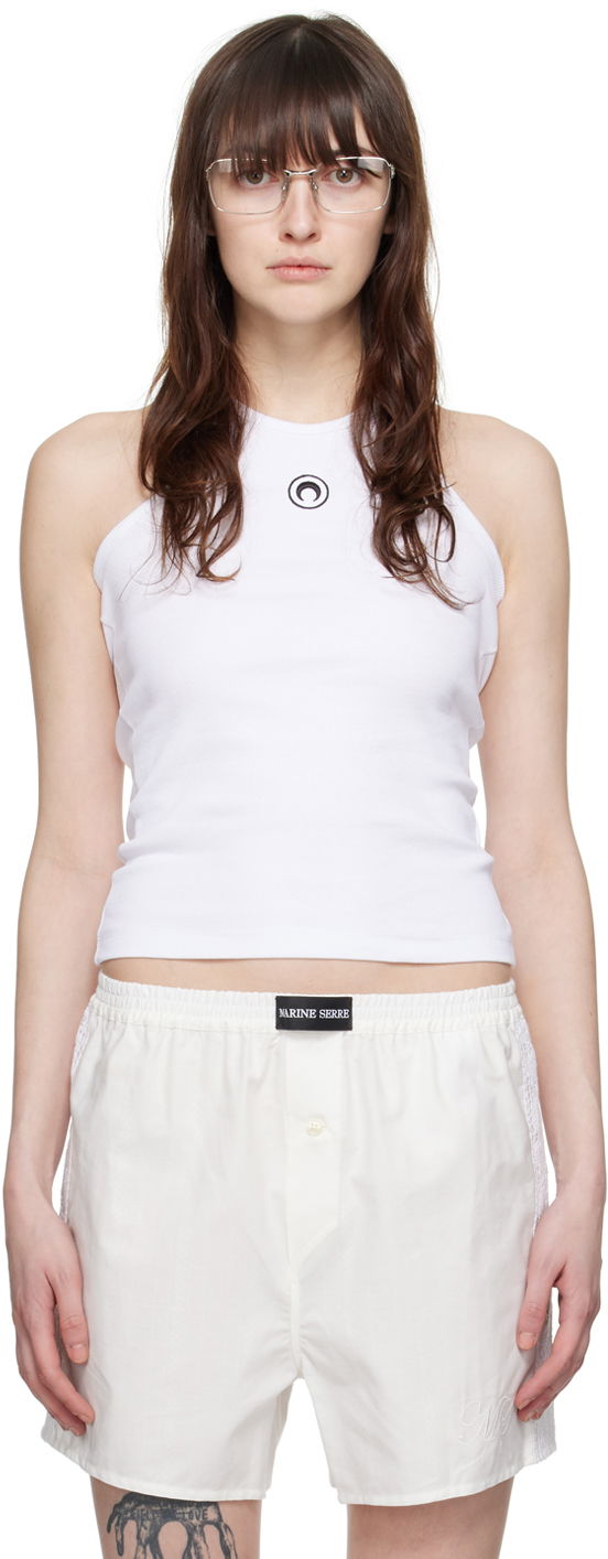 Majica brez rokavov Marine Serre Ribbed Tank Top Bela | WTT014