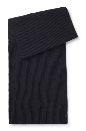 Šala BOSS BECKHAM x BOSS ribbed knit virgin wool and cashmere scarf Črna | 50552883