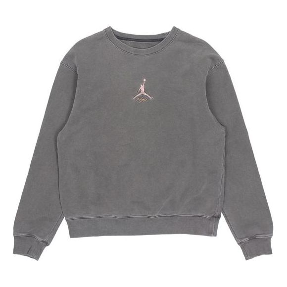 Pleteni pulover Jordan Air Jordan Fleece Embroidered Crewneck Sweatshirt Siva | DO2308-010
