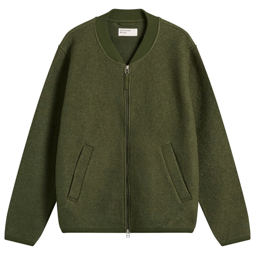 Bomber jakna Universal Works Universal Works Wool Fleece Zip Bomber Jacket Zelena | 00018-OLV