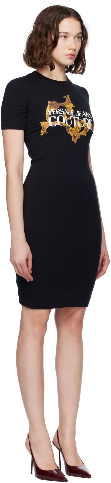 Obleke Versace Versace Jeans Couture Jersey Stretch Minidress Črna | E79HAOE06_ECJ02E, 1
