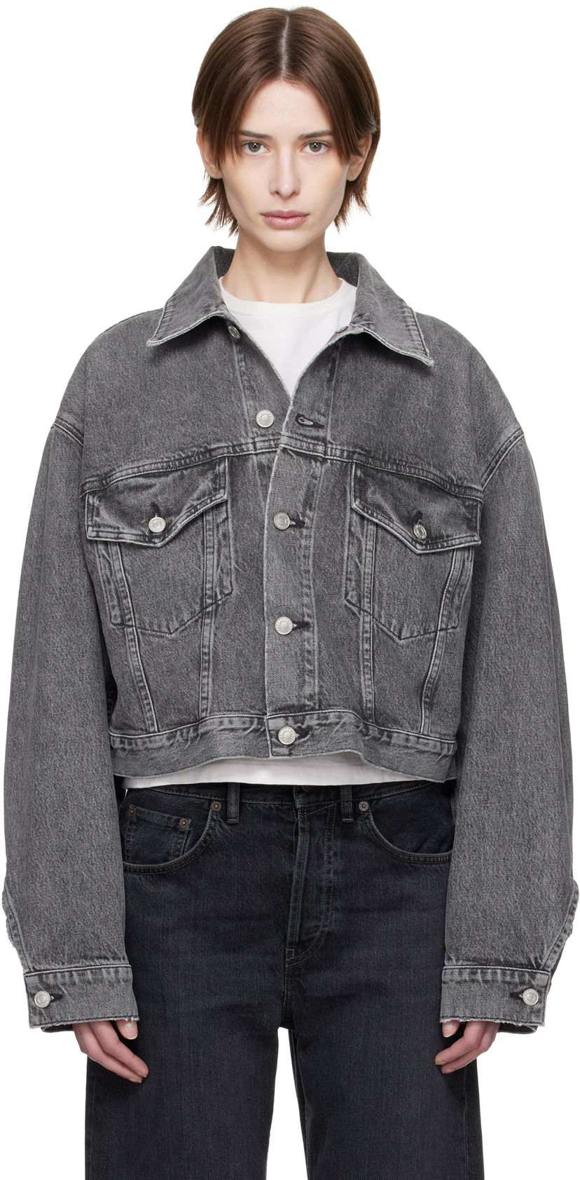 Jakna AGOLDE AGOLDE Palmer Cropped Denim Jacket Siva | A5047-1346