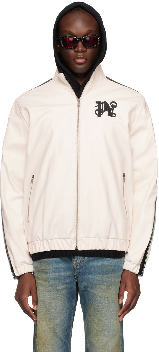 Jakna Palm Angels Embroidered Leather Jacket Bela | PMJA023R24LEA0010310, 0