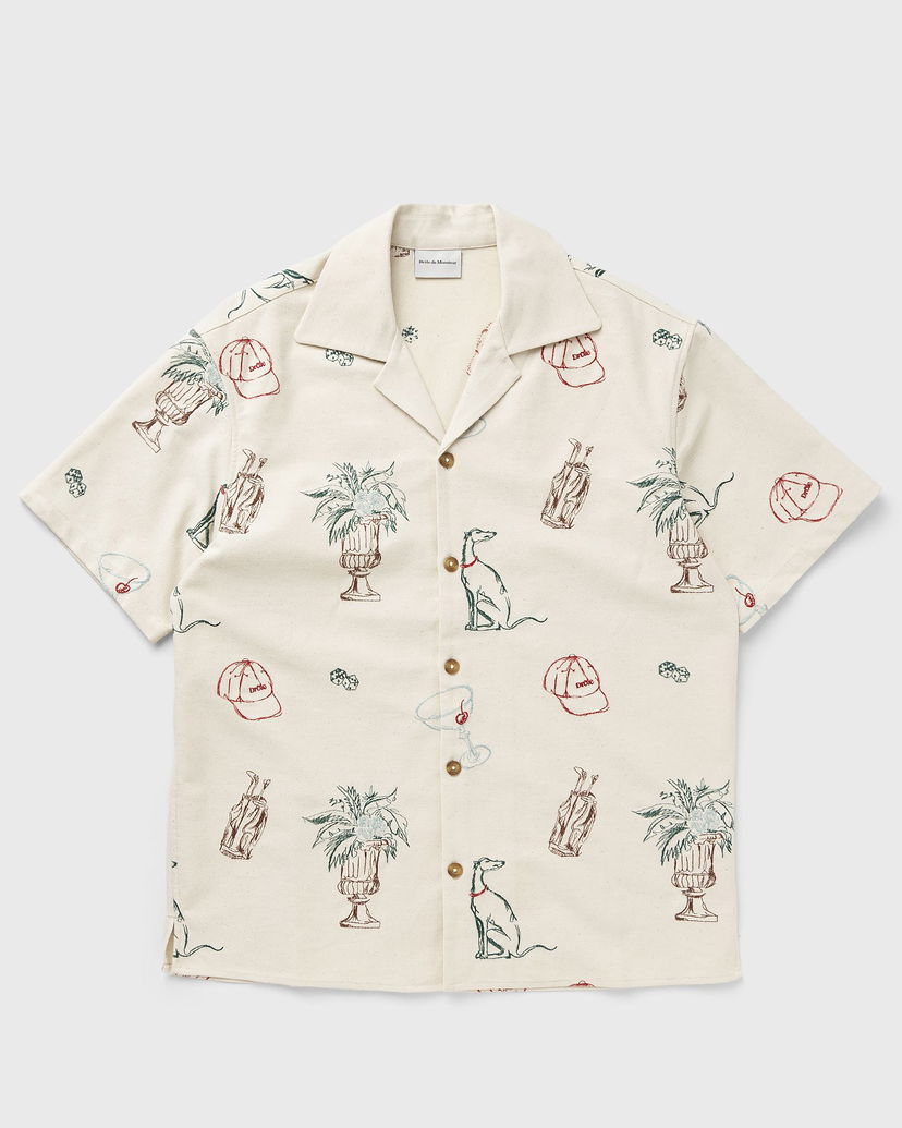 Srajce Drôle de Monsieur Drôle de Monsieur Country Club Embroidered Shirt XL Bež | G-SH214-CO198-EC
