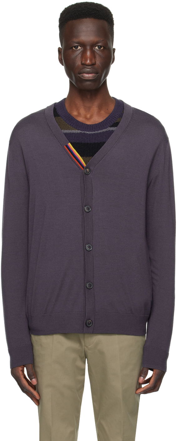 Pleteni pulover Paul Smith Paul Smith Striped Cardigan Lila | M1R-122X-L02094-48A