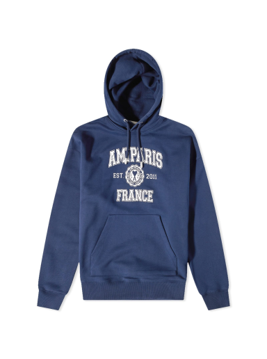 Pulover AMI Paris Varsity Logo Popover Hoody Mornarica | USW208-747-491