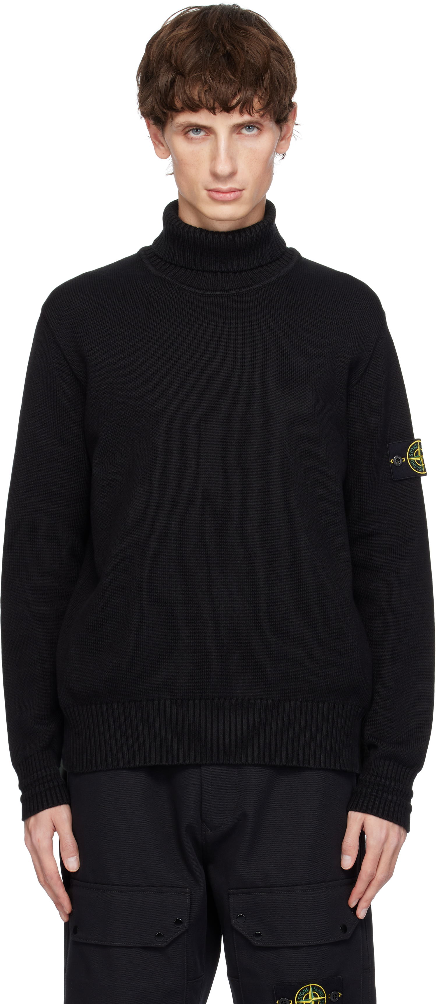 Pleteni pulover Stone Island Cotton Turtleneck Črna | 8115505A2, 0