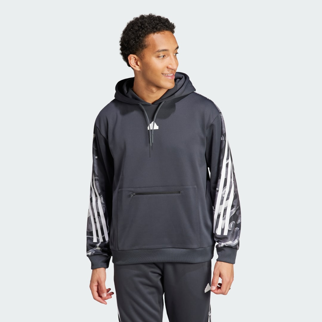 Pulover adidas Performance Future Icons Allover Print Hoodie Siva | IB6126, 1