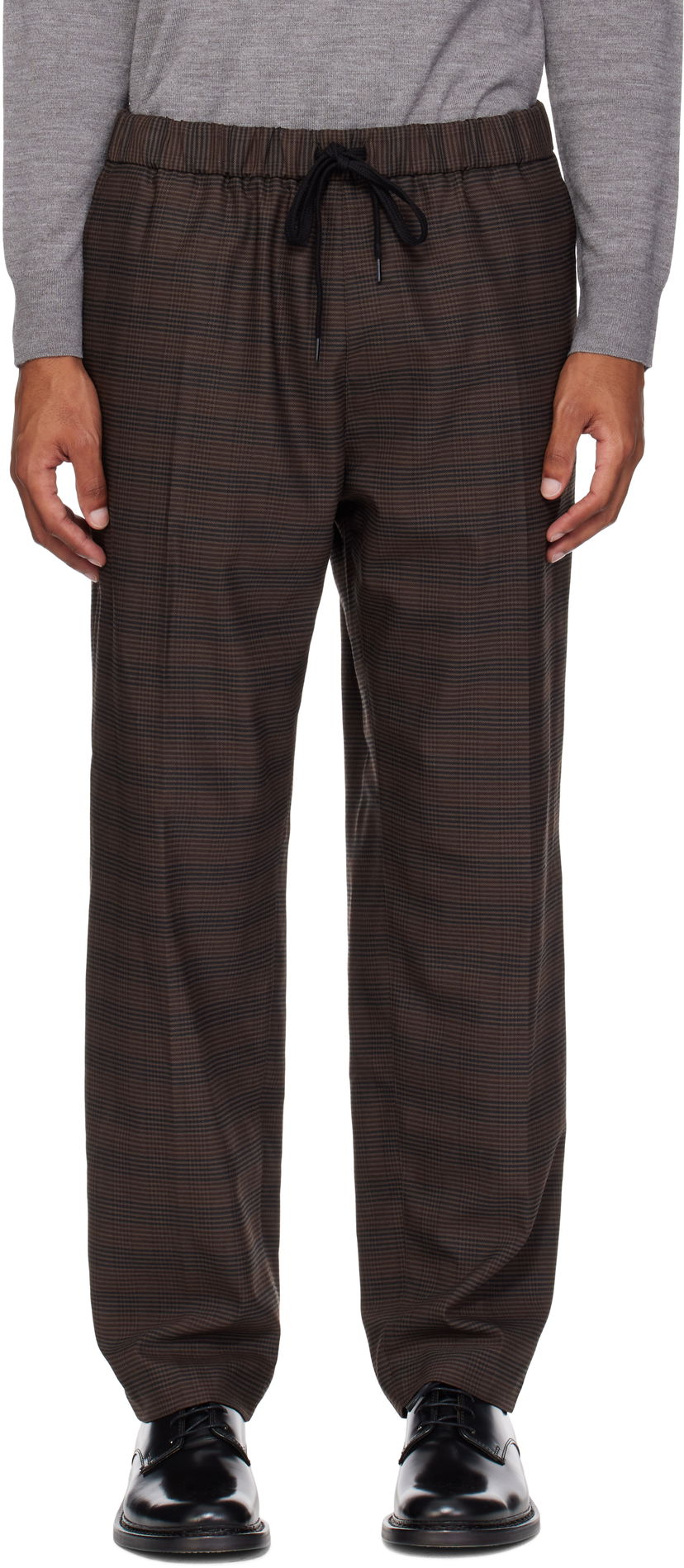Hlače Maison Margiela MM6 Maison Margiela Relaxed-Fit Glen Plaid Trousers Rjava | SH0KA0028 M35475