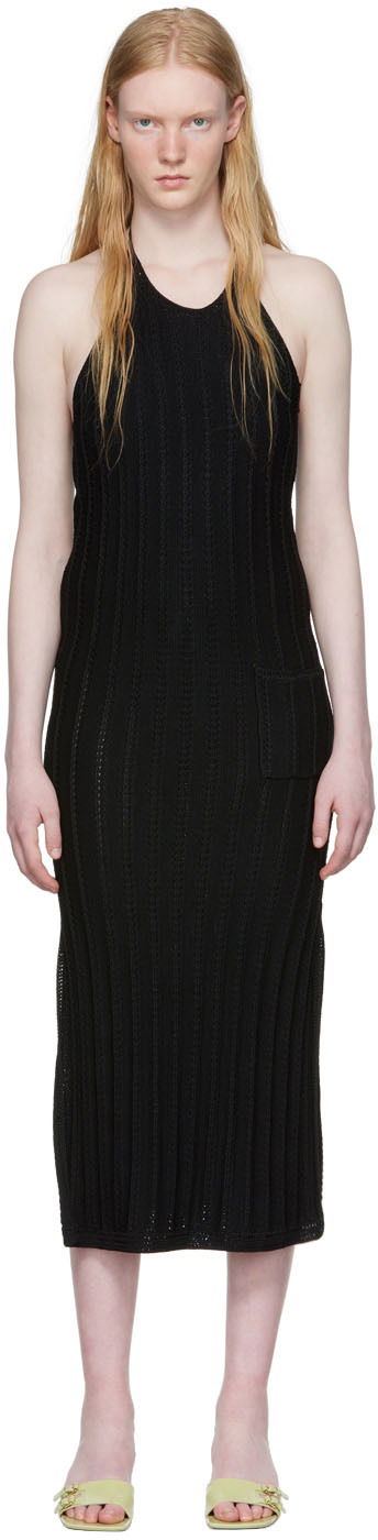 Obleke GANNI Sleeveless Open Back Rayon Midi Dress Črna | K1754