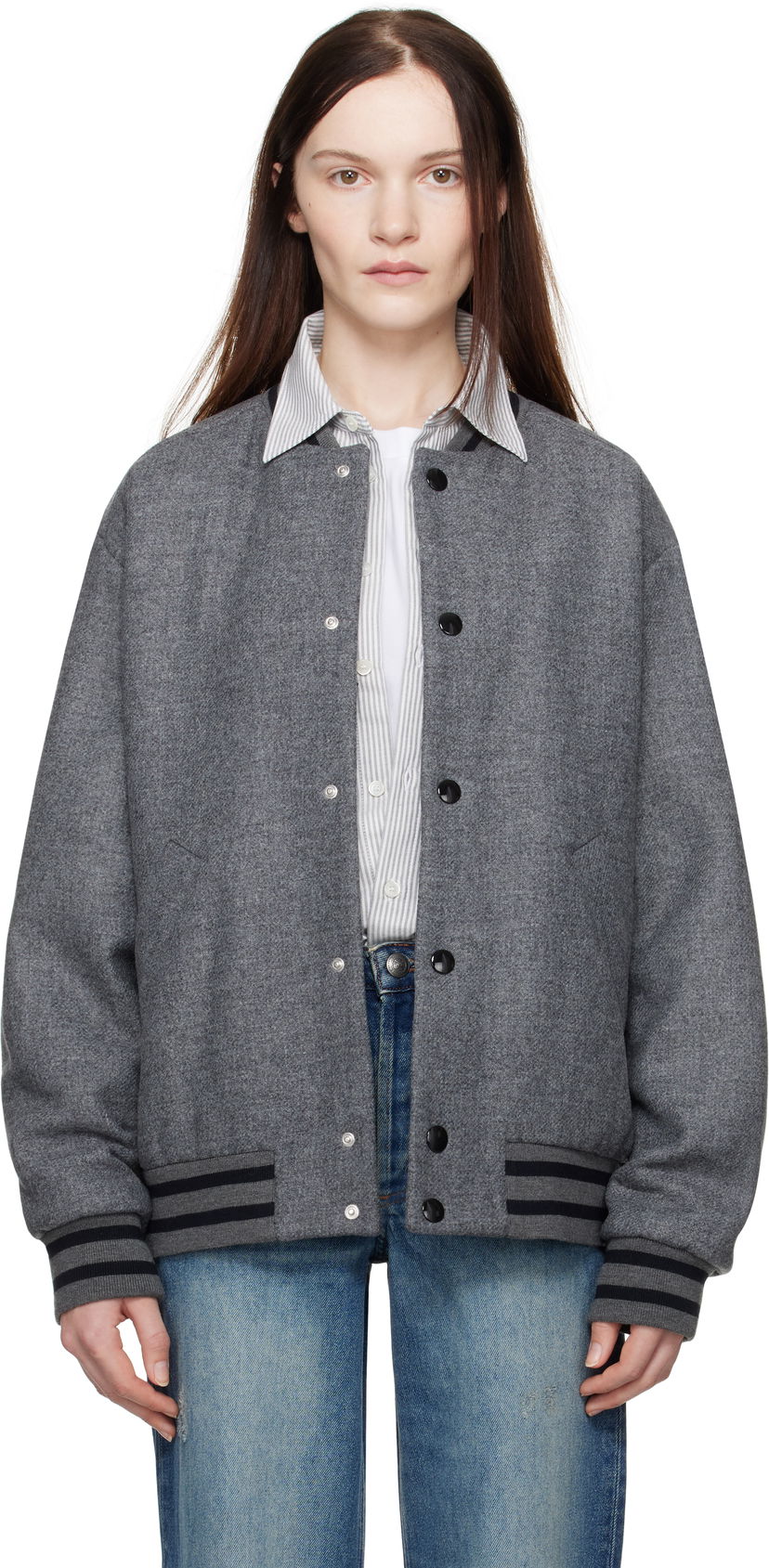 Bomber jakna A.P.C. Wool Bomber Jacket Siva | WVBEB-M02974