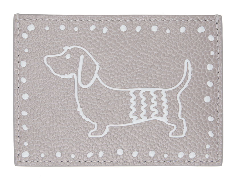 Denarnica Thom Browne Pebbled Leather Card Holder Siva | UAW062A-00198