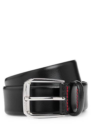 Pasovi BOSS Italian-leather belt with branded buckle Črna | 50522498