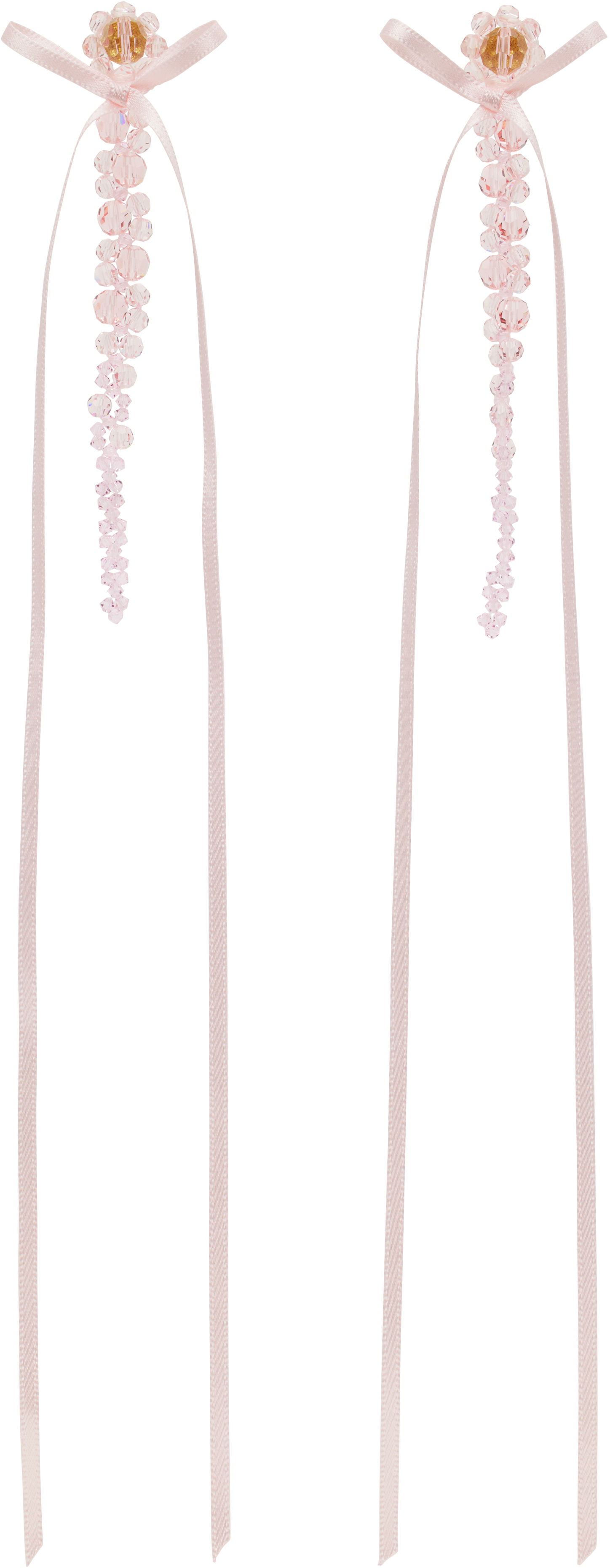 Uhani Simone Rocha Simone Rocha Bow Ribbon Drip Earrings Roza | ERG410S 0903, 0