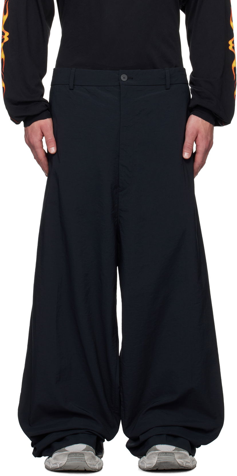 Hlače Balenciaga Large Fit Trousers Črna | 794738TQO101000