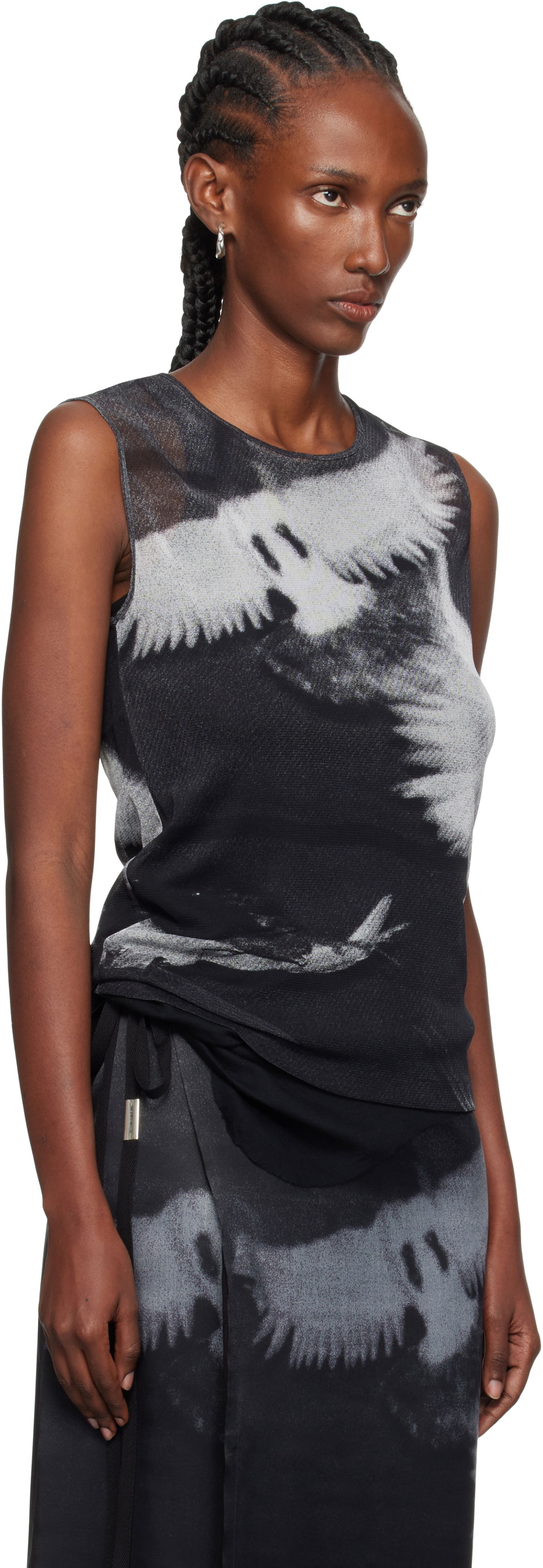 Majica brez rokavov Ann Demeulemeester Ann Demeulemeester Doves Printed Tulle Tank Top Črna | 2520-W-JTO05-FA657-D0097, 1