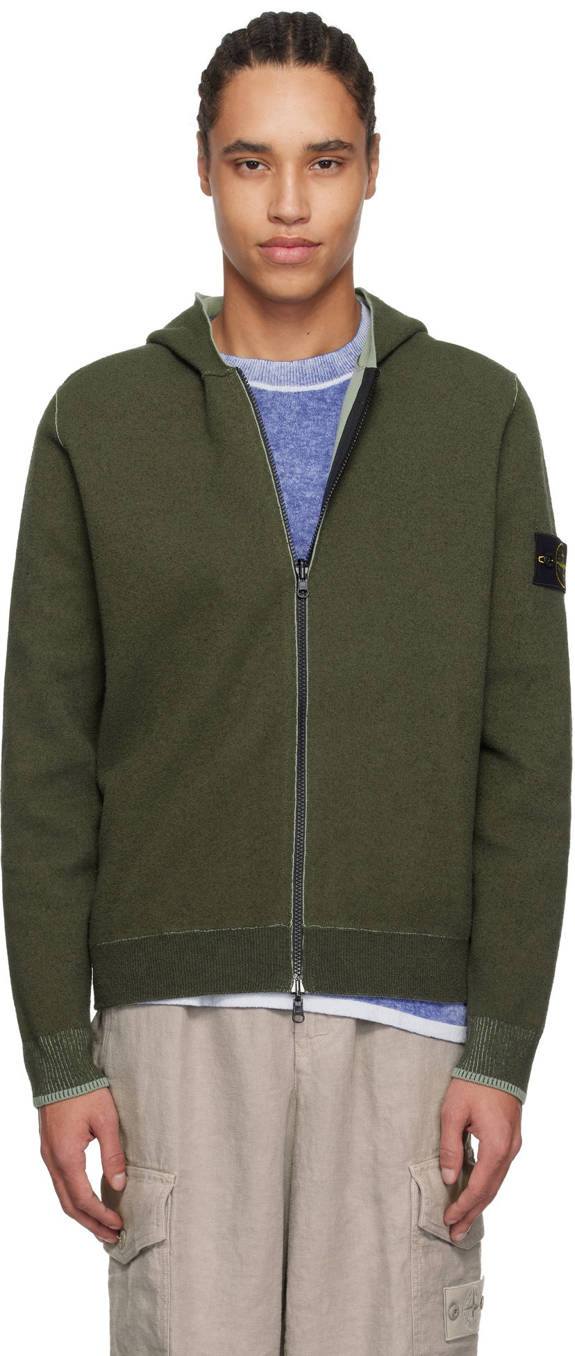 Pleteni pulover Stone Island Stone Island Double Face Reversible Hoodie Zelena | K1S15 5100020 S00D9