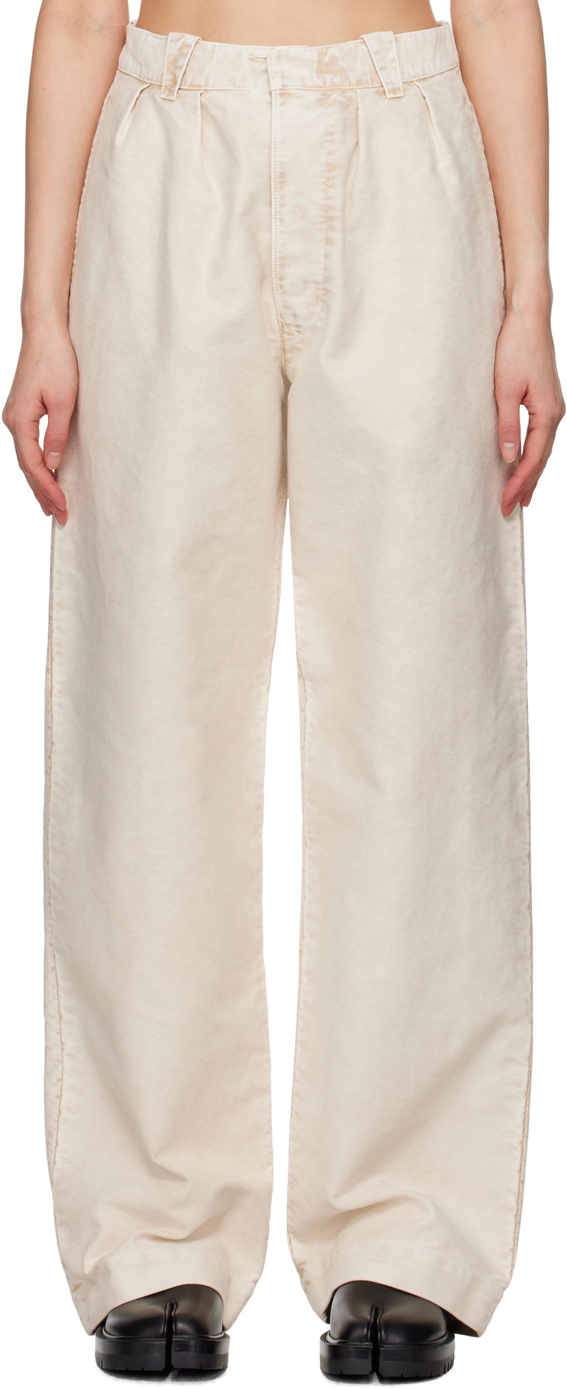 Hlače Maison Margiela Maison Margiela Wide-Leg Trousers Bež | S51KA0600 S76543
