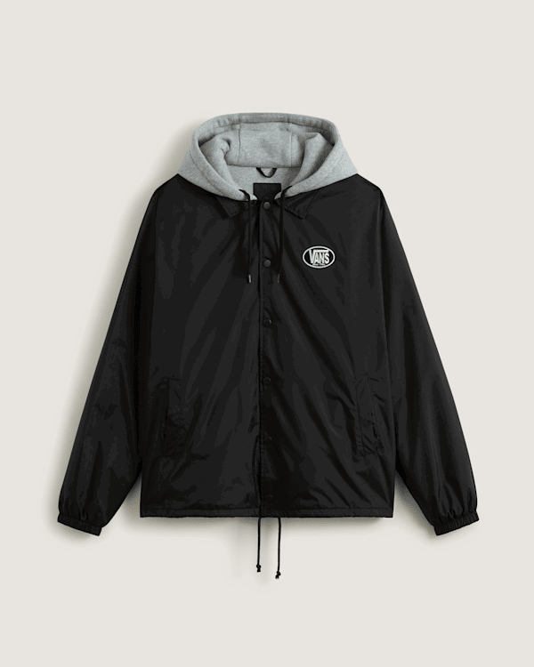 Jakna Vans Riley Hooded Coaches Jacket Črna | VN000P75BLK
